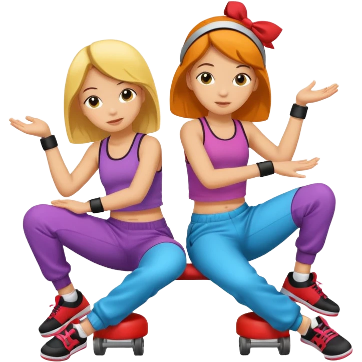 2 girls sitting in breakdance ride emoji