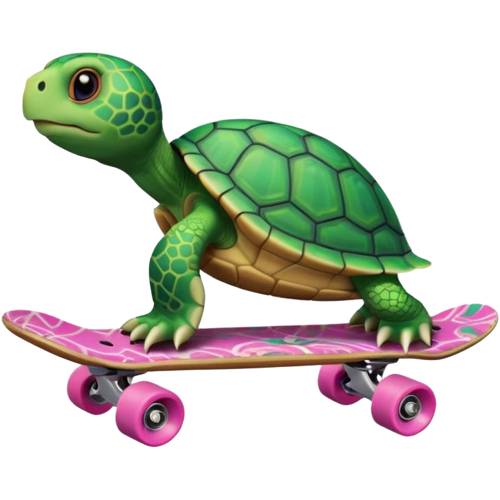 Turtle on a Pink skateboard emoji