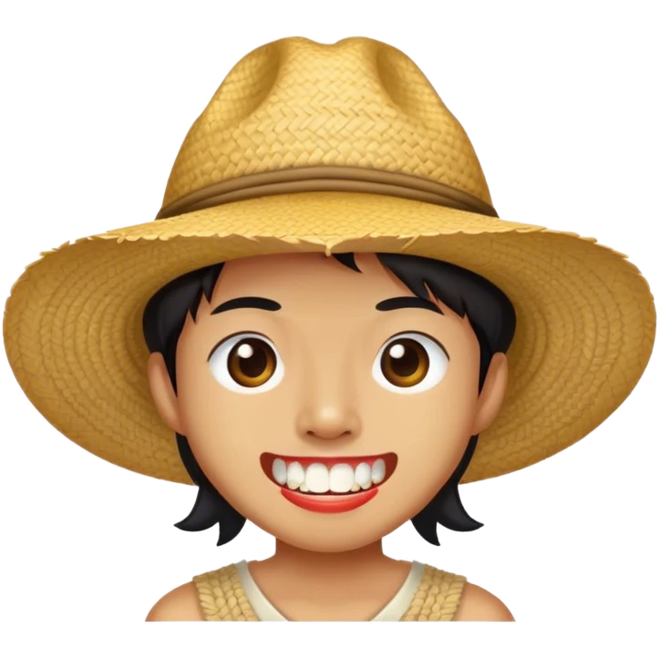 chinese with straw hat and buck teeth emoji