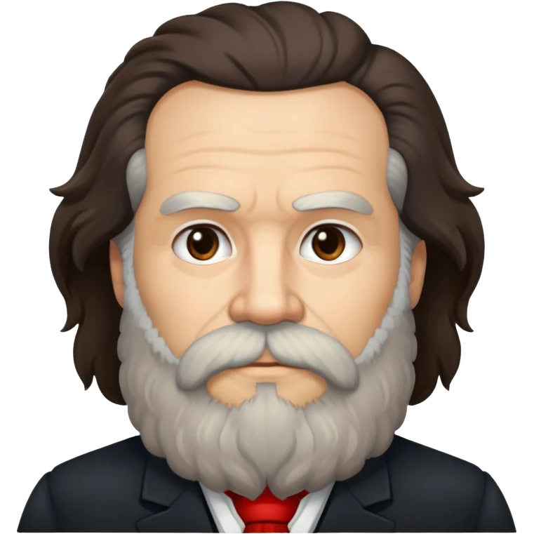 portrait of Karl Marx with iconic bushy beard and thick hair, no glasses emoji
