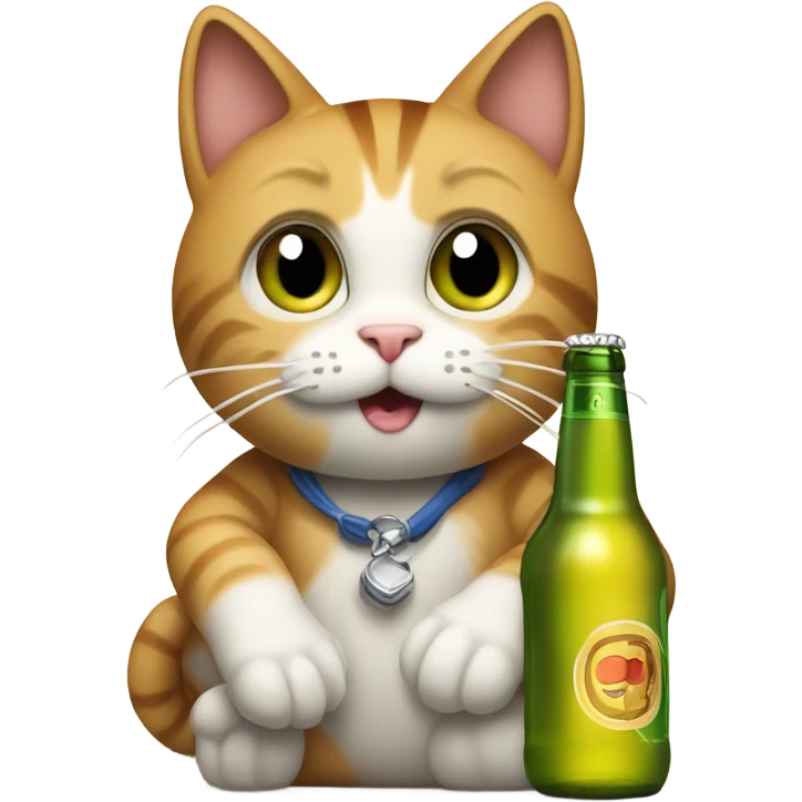 Cat with a beer emoji