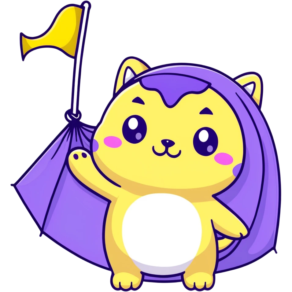 adorable baby slugcat from Rain World with non-binary flag colors yellow, white, purple, and black emoji