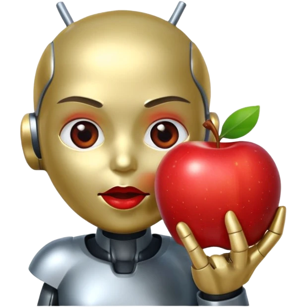 android eating apple emoji