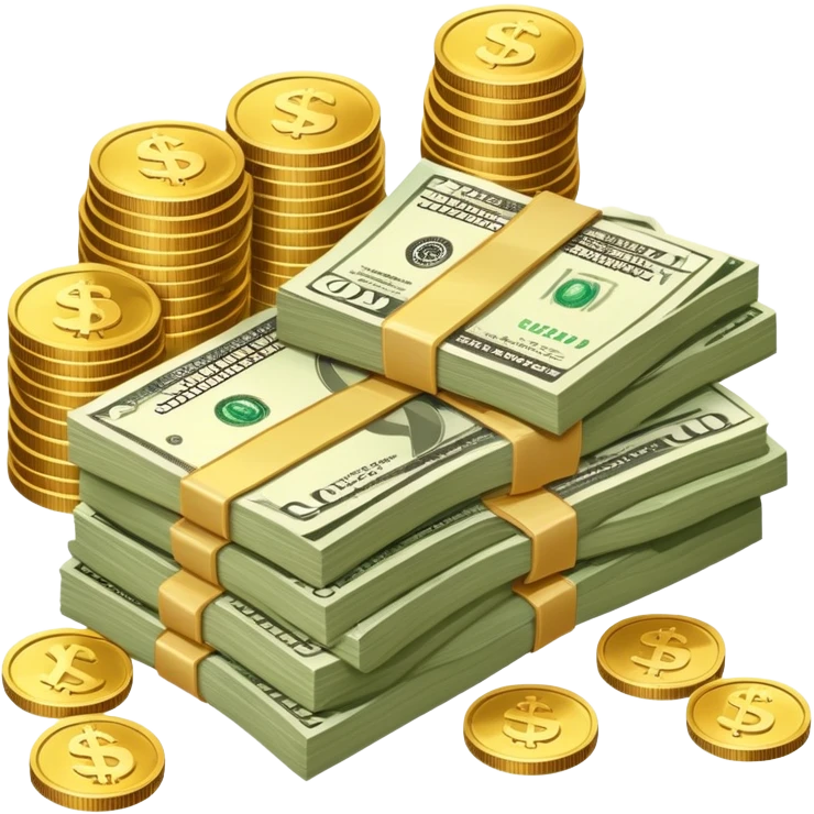 stack of coins and cash emoji