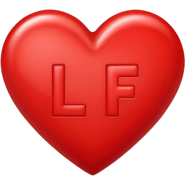 The letters l + f in a heart emoji