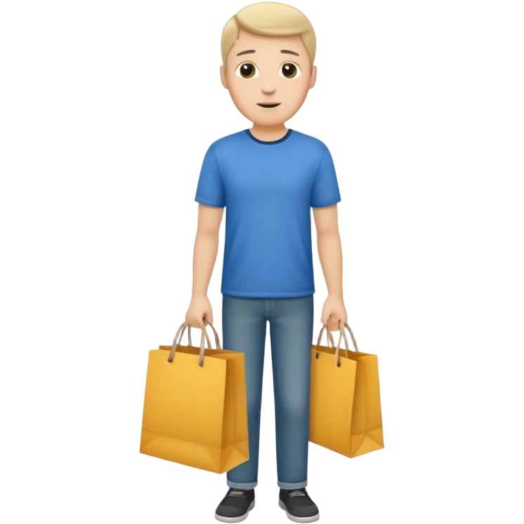 a white man with clothing shopping bag emoji