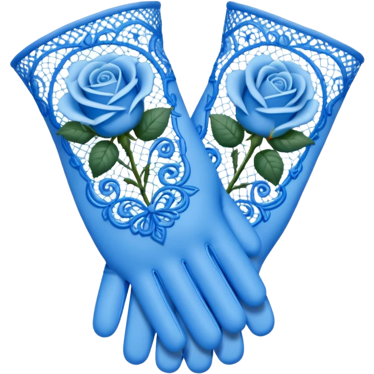 pastel blue lace and blue roses design glove emoji
