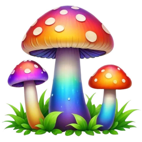rainbow colored mushrooms emoji