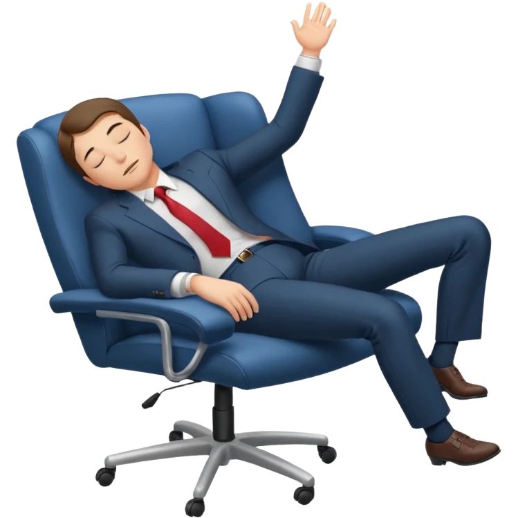 Boss sleeping in a chair with her legs up on the desk emoji