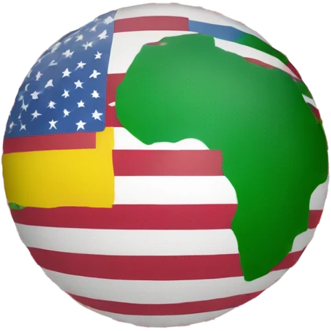World with USA FLAG PONTING TO JAMACIA FLAG emoji