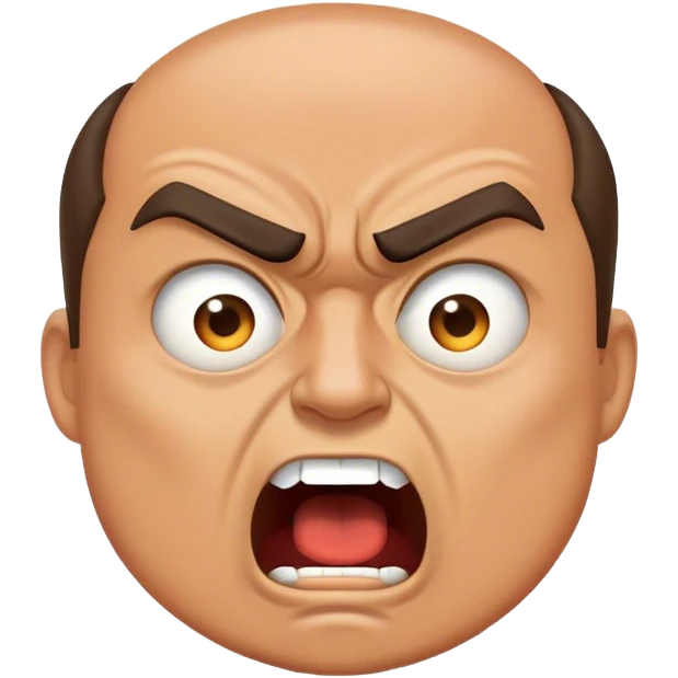 a man yelling, the word shut up emoji