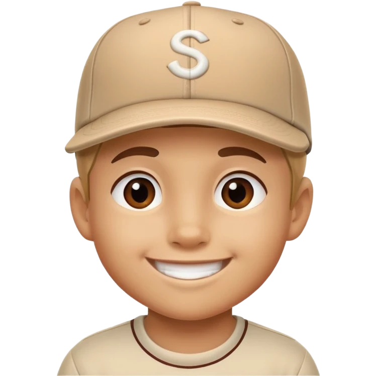 kid with a sideways baseball cap, smiling emoji