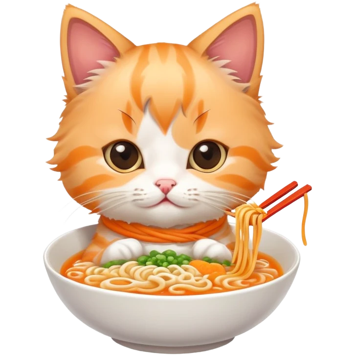 Kitten eating ramen emoji