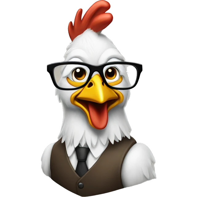 Nerd chicken emoji
