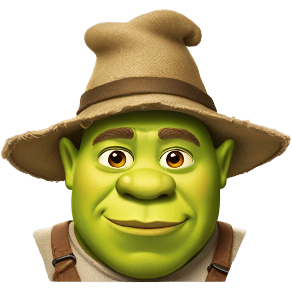Shrek wearing a hat emoji