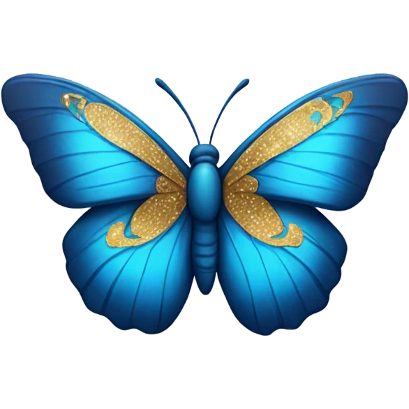Blue butterfly with gold emoji