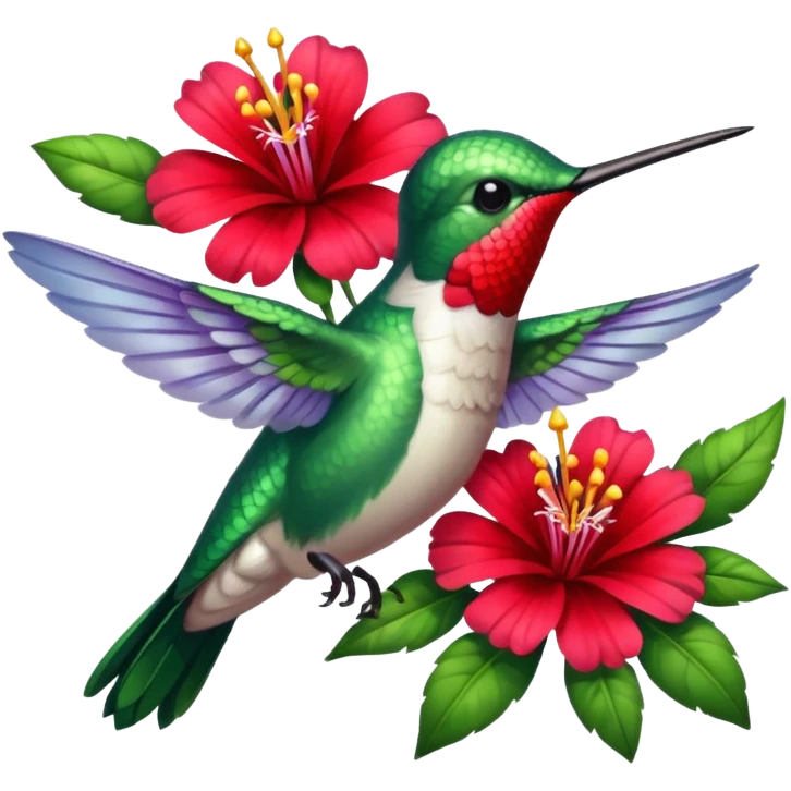 hummingbird drinking nectar from flower emoji