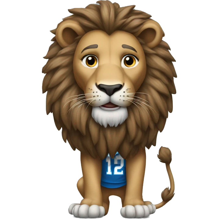 A lion wearing a Detroit Lions jersey  emoji