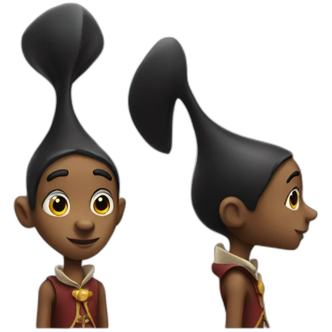 black pinocchio with long nose emoji