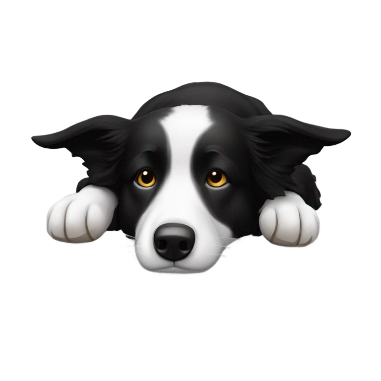 Sleeping black and white border collie emoji