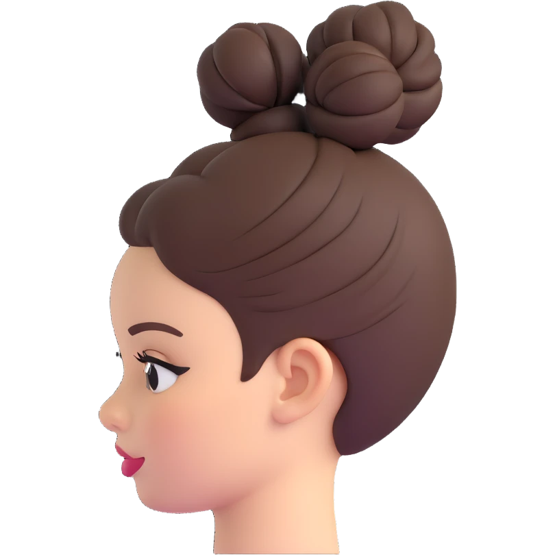 head with a bun hairstyle emoji