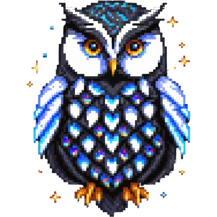 celestial owl with stars and moon motifs emoji