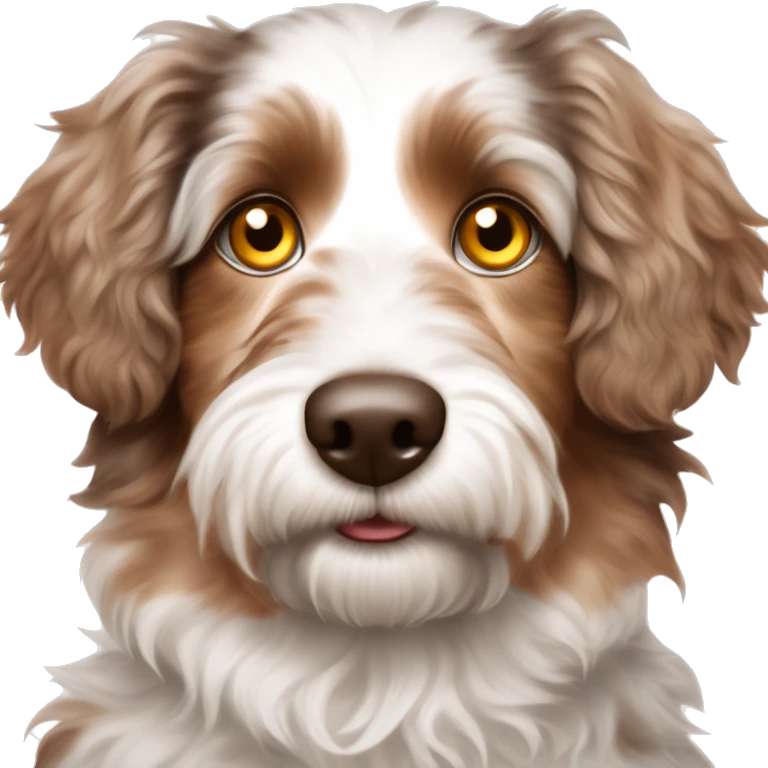 Aussiedoodle red merle yellow eyes emoji