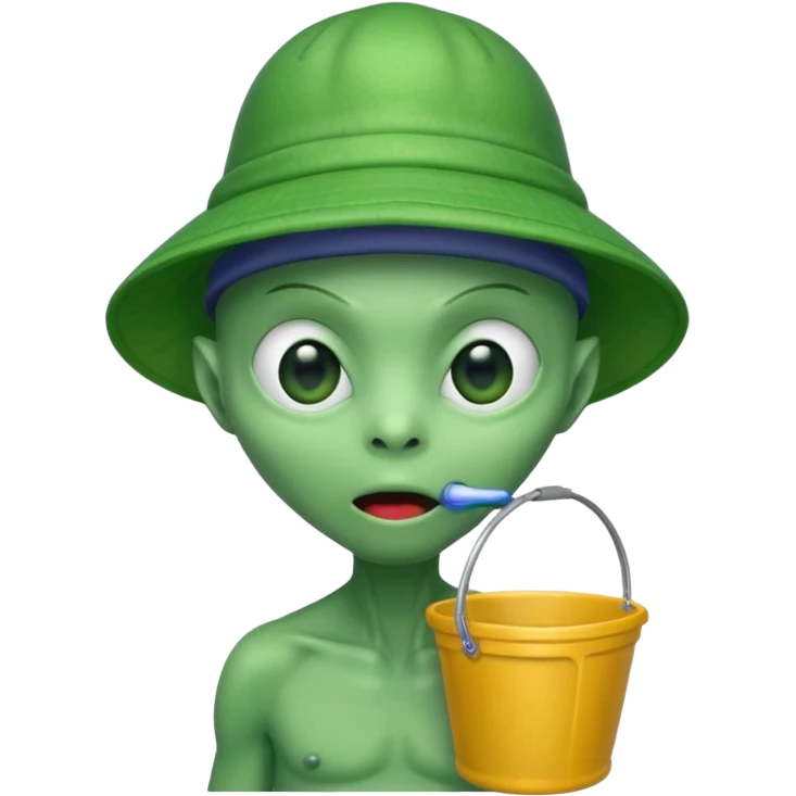 Alien with bucket hat drooling  emoji