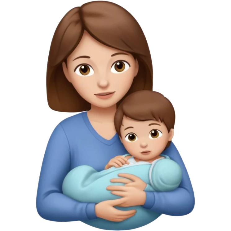 Brown hair Mother with newborn  emoji