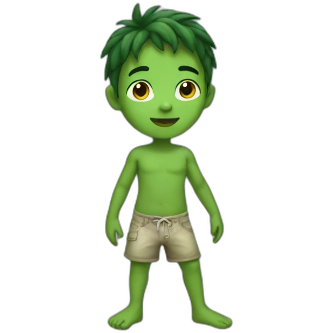 green skin boy standing barefoot emoji