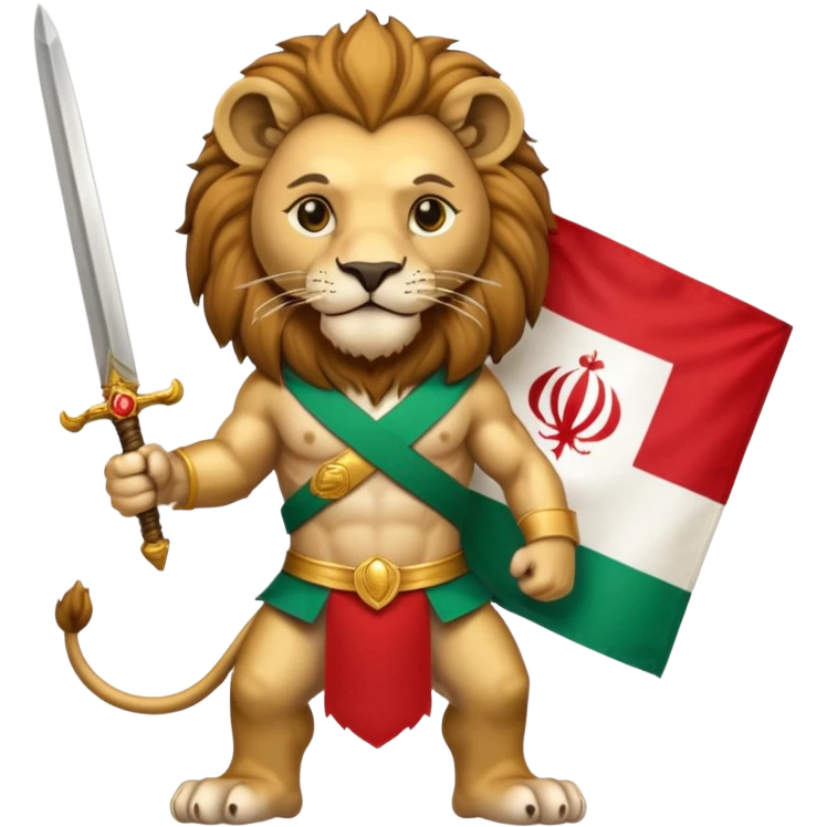 پرچم ایران خورشید و شمشیر به دست شیر emoji