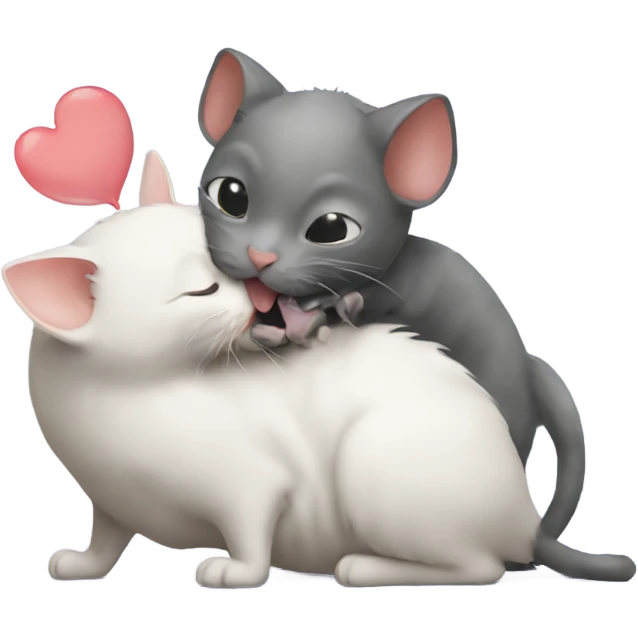 Cat kissing a rat emoji