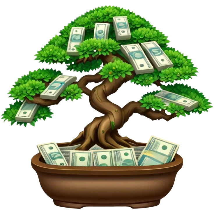 Bonzai with banknotes emoji