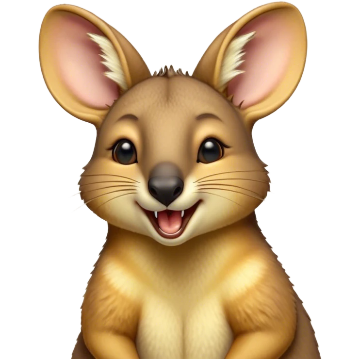 Cinematic Cute Yawning Wallaby Portrait Emoji, Head tilted slightly with a dramatic, wide-open yawn, showcasing a soft, downy tan fur with gently drooping ears, round amber eyes barely open in drowsy contentment, Simplified yet irresistibly adorable features, highly detailed, glowing with a soft, cozy glow, high shine, relaxed yet expressive, stylized with a touch of outback charm, bright and endearing, soft glowing outline, capturing the essence of a sleepy yet affectionate wallaby, so drowsy it feels like it could stretch out of the screen and curl up for a nap! emoji