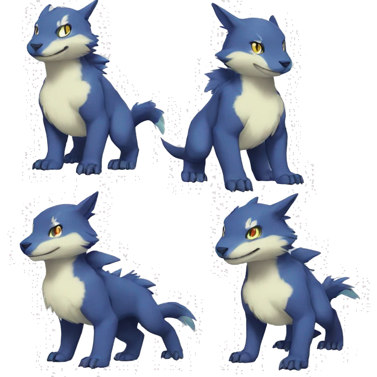 Cute cool anthro Digimon-Pokémon-animal full body emoji