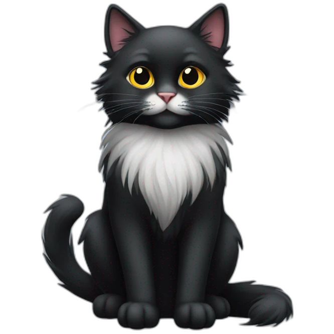 long fur black cat emoji