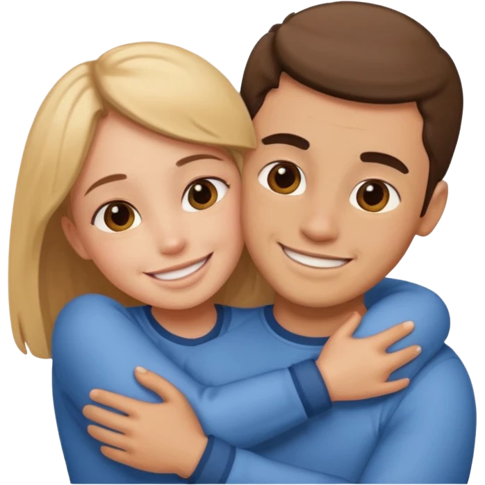 Texte ´Gros câlin’, en dessous un homme serre sa sœur dans ses bras emoji