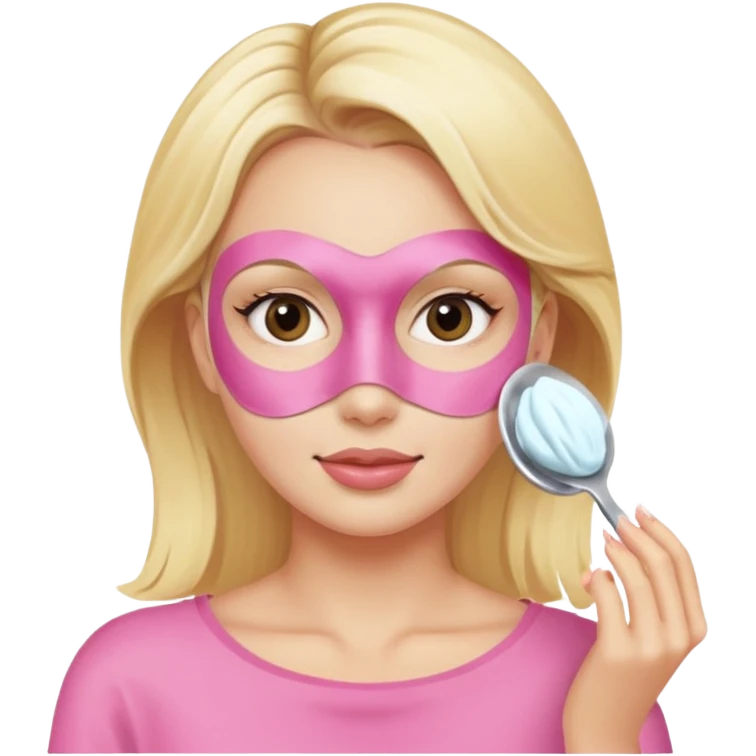 Блондинка делает маску  emoji