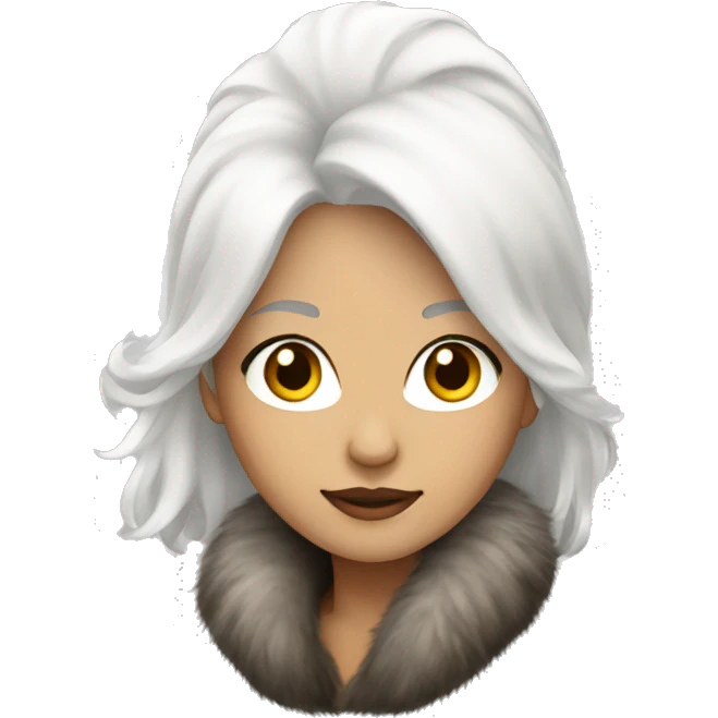 women with fur coat and white hair emoji