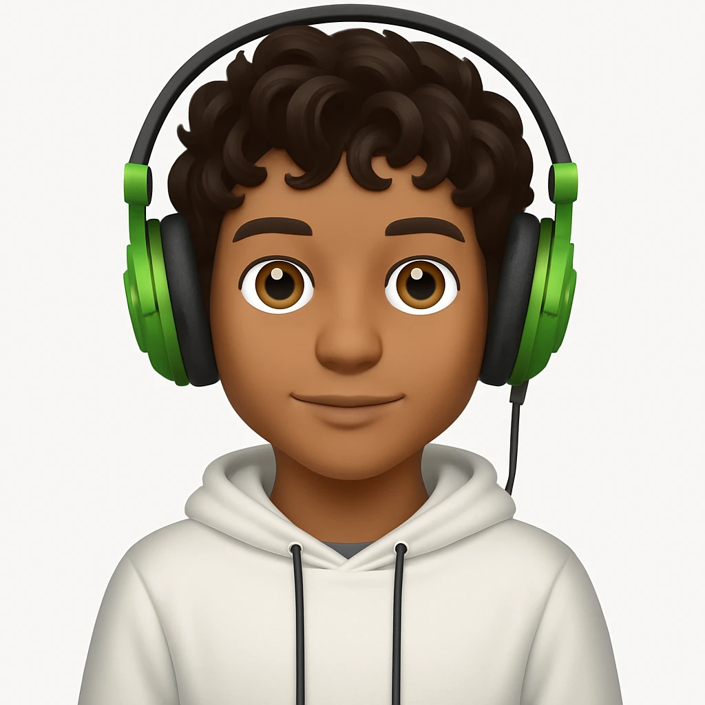 Make the boy's hair wavy, keep everything else the same. emoji