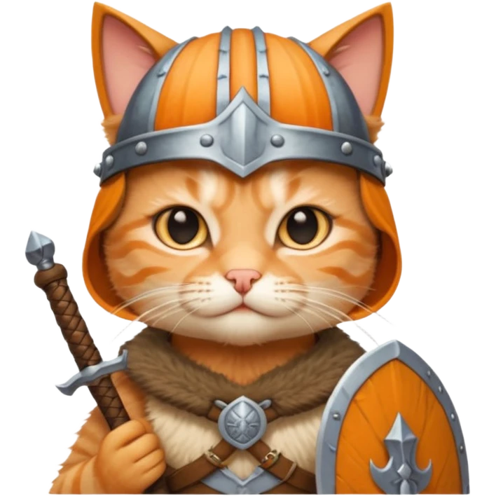Viking Cat in viking hat holding tiny sword emoji