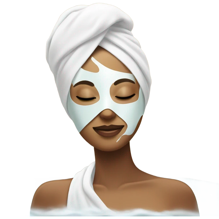Lady with face mask spa beauty full face relaxing emoji