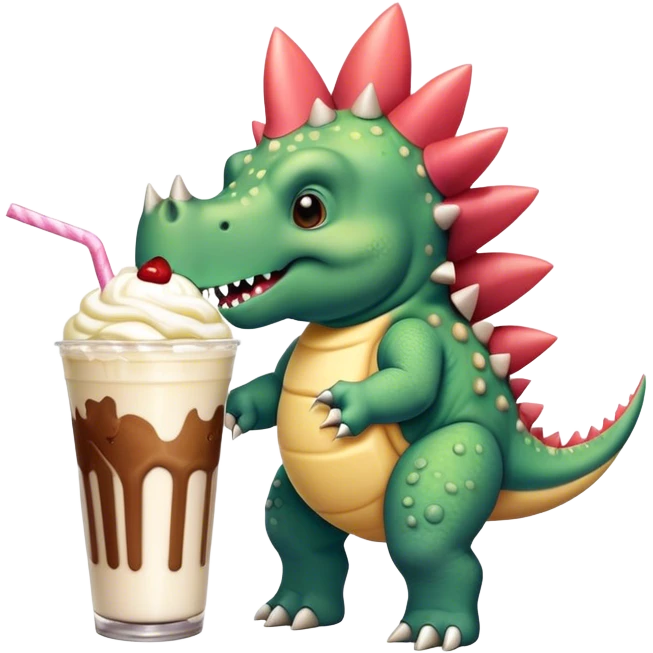 Stegosaurus slurping a milkshake emoji
