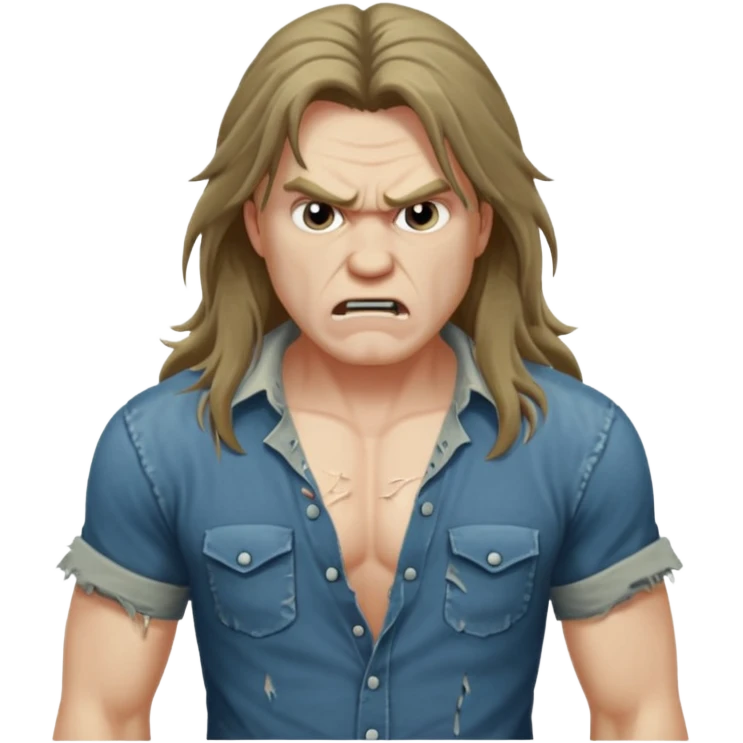 angry long hairedman with torso emoji