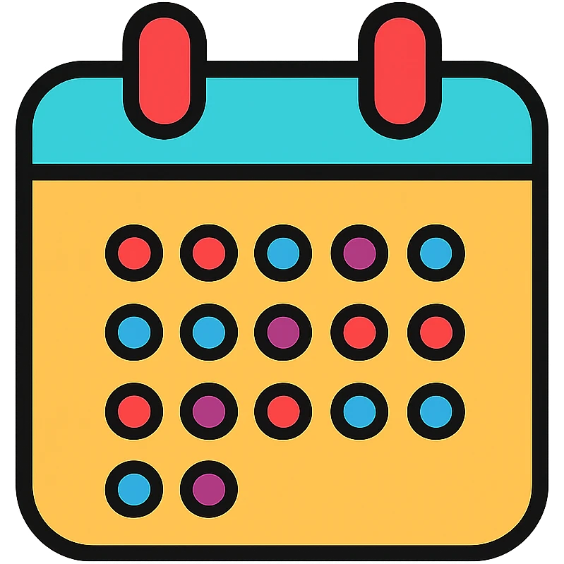 Colorful calendar icon with date markers emoji