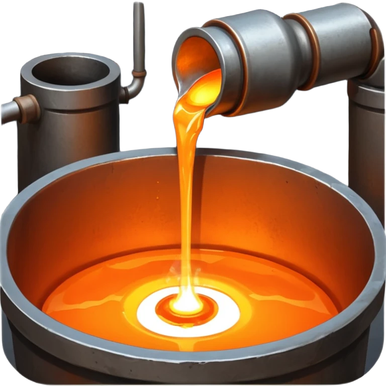 The crucible pours out metal, factory. emoji