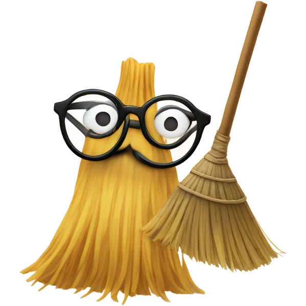Broom with hlasses emoji