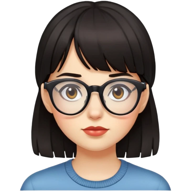 dark haired girl with fringe and glasses emoji