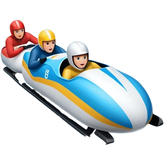 An icon featuring a sleek bobsled with athletes racing down an icy track at high speed, helmets on and bodies aligned for aerodynamics. Surrounded by icy curves, snowbanks, and a wintry mountain backdrop. Transparent background captures the thrill and precision of bobsleigh. emoji