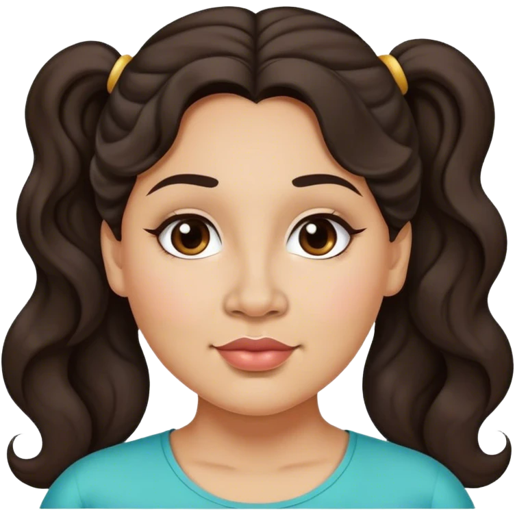  plus size light skin latino women with wavy dark hair in pony tail flat wide nose  emoji